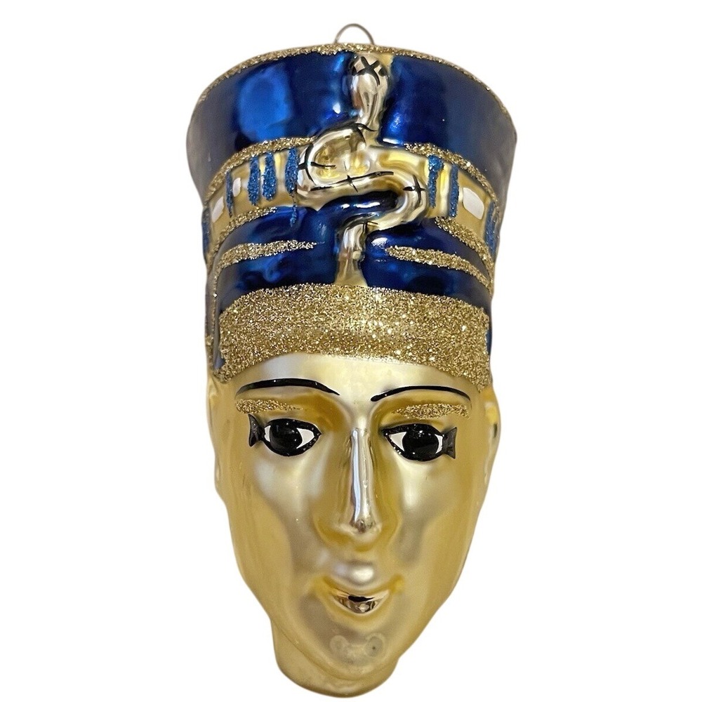 Vtg Kurt Adler Komozja Polonaise Egyptian Lady Nefertiti‎ Glass Xmas Ornament